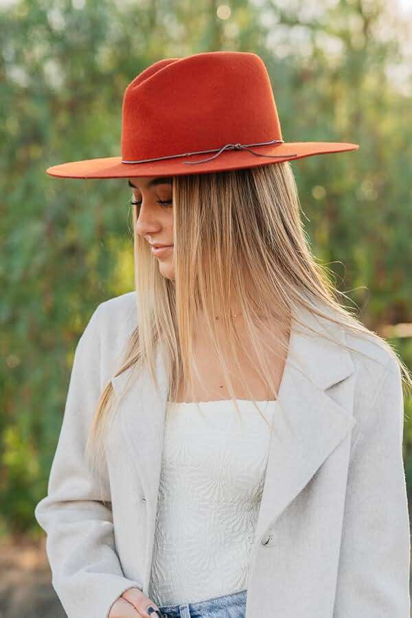Peter Grimm Zima Wool Felt Sun Hat – Wide Brim Sable Fedora - Rust - Image 2