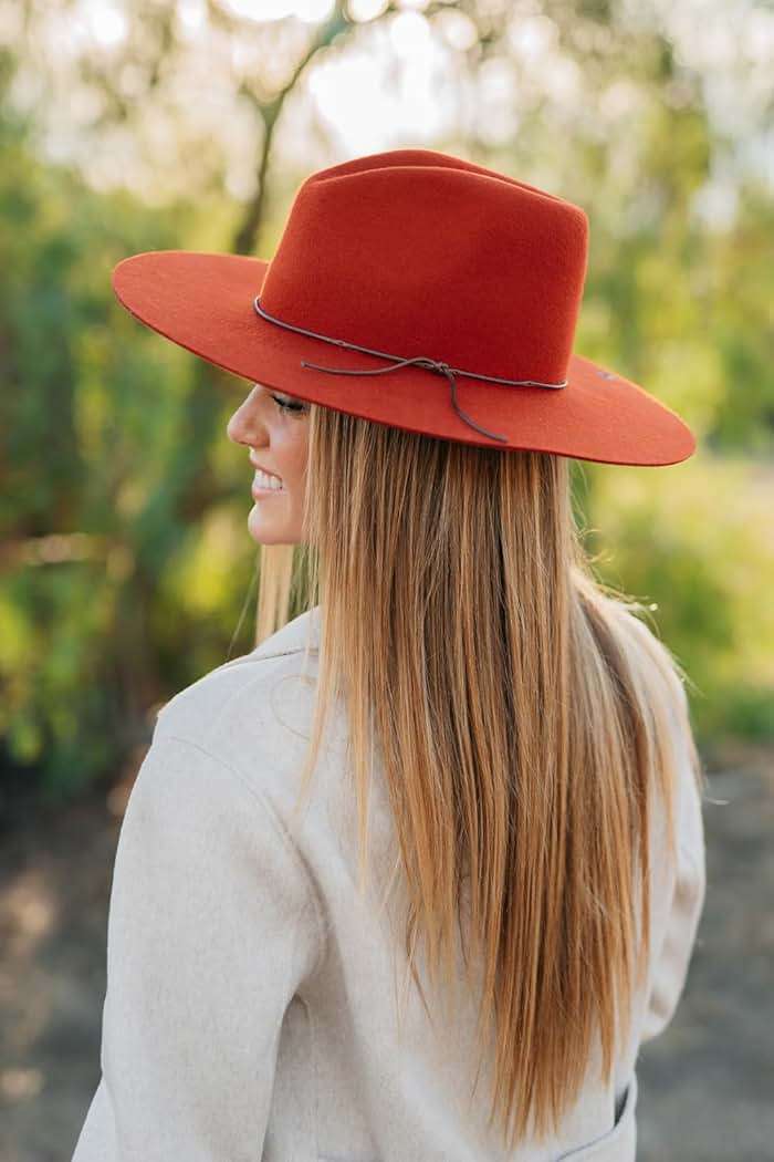 Peter Grimm Zima Wool Felt Sun Hat – Wide Brim Sable Fedora - Rust - Image 3
