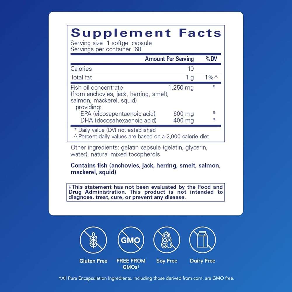 Pure Encapsulations O.N.E. Omega - Fish Oil Supplement for Heart Health, Joints, Skin, Eyes, and Cognition* - Fish Oil Concentrate with EPA and DHA - 60 Softgel Capsules - Image 2