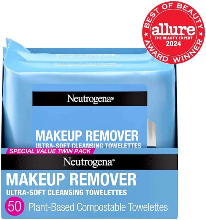 Neutrogena Makeup Remover Micellar Wipes for Face Daily Gently Removes Oil Dirt and Waterproof Makeup in a Simple Fully Plant-Based Cloth, 2 pack of 25 ct - Image 2