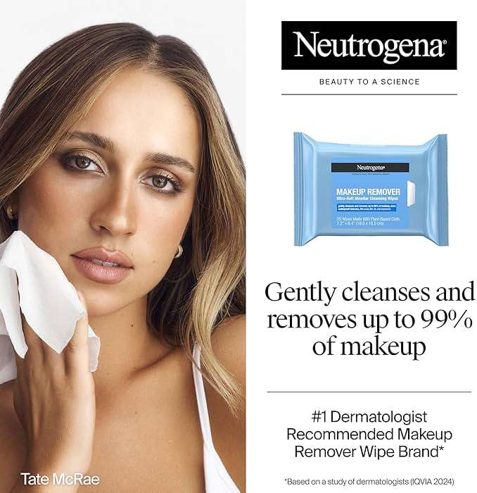 Neutrogena Makeup Remover Micellar Wipes for Face Daily Gently Removes Oil Dirt and Waterproof Makeup in a Simple Fully Plant-Based Cloth, 2 pack of 25 ct - Image 3