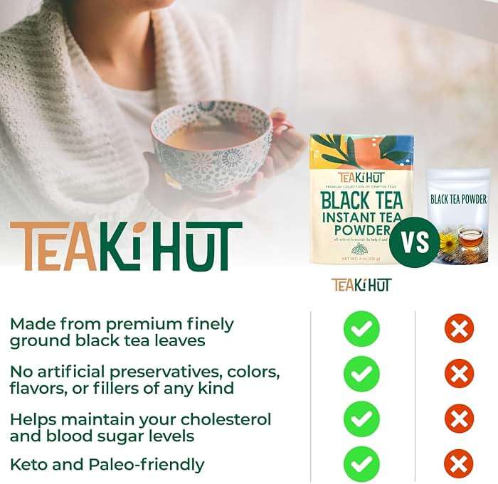 Instant Black Tea Extract Powder, Unsweetened Iced Tea Extract Powder from Real Black Tea Leaves for Hot or Cold Drinks, Instant Black Tea Mix for Beverages, Smooth Mixing, Zero Additives, Non-GMO, 113g , 226 Servings - Image 3
