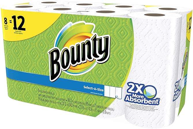 Bounty Select-A-Size Paper Towels, White, Giant Roll, 8 Rolls (Pack of 1) - Image 3