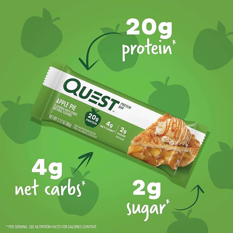 Quest Nutrition Apple Pie Protein Bar, 20g Protein, 4g Net Carbs, 2g Sugar, Gluten Free, Keto Friendly, 12 Count - Image 4