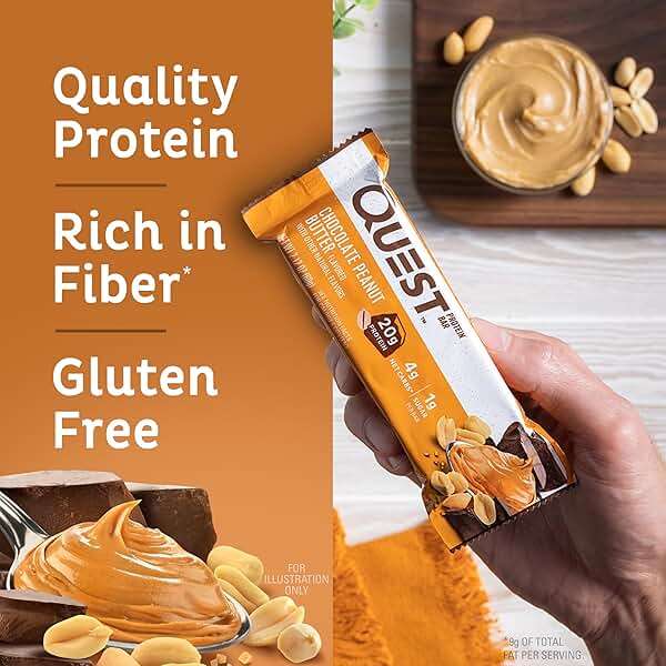 Quest Nutrition Chocolate Peanut Butter Bars, 20g Protein, 1g Sugar, 4g Net Carb, Gluten Free, Keto Friendly, 12 Count - Image 3