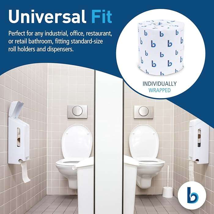 Boardwalk 2-Ply Bulk Toilet Paper Rolls for Professional and Commercial Use | 125 Feet Septic Safe Single Roll Toilet Paper Rolls | 500 White 4.5" x 3" Sheets per Roll | 96 Count per Box - Image 5