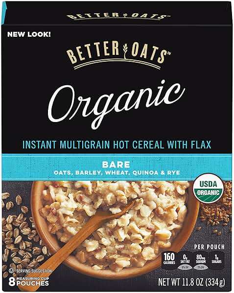 Better Oats Organic Bare Instant Multigrain Hot Cereal with Flax 8 ct Box - Image 1