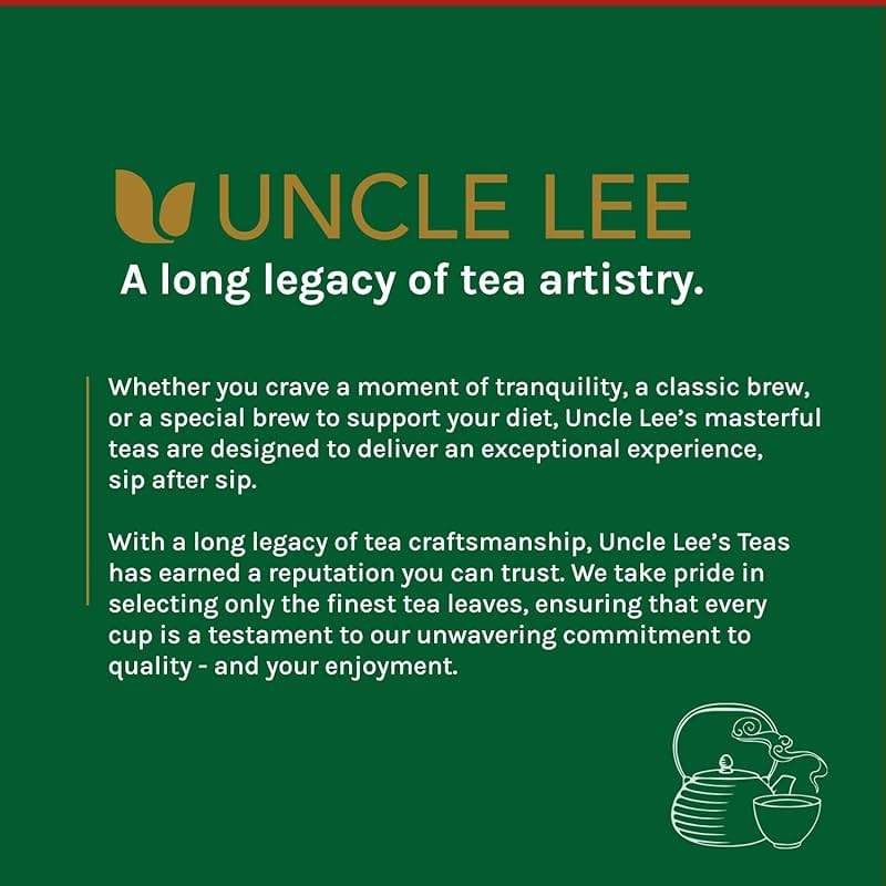 Uncle Lee's Organic Green Tea Bags 2-Pack, 106-Count Super Packs – Bright & Refreshing, Lightly Caffeinated Bulk Tea for Home, Office, Camping - Image 8