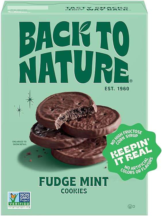 Back to Nature Fudge Mint Cookies, Plant-Based, Non-GMO, Made with Wheat Flour, Snack Happy, 5.5 oz Box - Image 1
