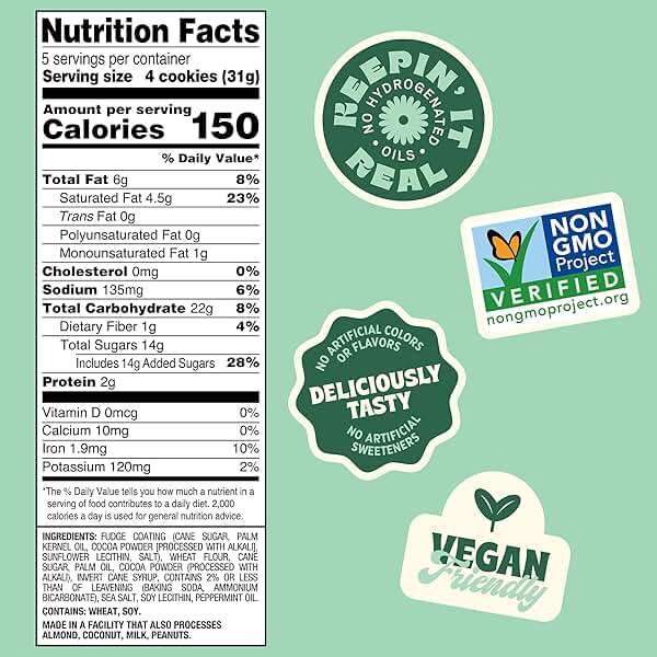 Back to Nature Fudge Mint Cookies, Plant-Based, Non-GMO, Made with Wheat Flour, Snack Happy, 5.5 oz Box - Image 2