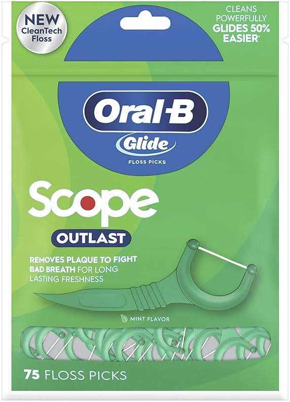 Oral-B Glide Complete Floss Picks, Dental Floss Picks, Scope Outlast, 75-ct, Toothpicks Floss Picks - Image 1