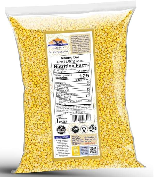 Rani Moong Dal (Split Mung Beans Without Skin) Lentils Indian 64oz (4lbs) 1.81kg Bulk ~ All Natural | Gluten Friendly | Non-GMO | Kosher | Vegan | Indian Origin - Image 2