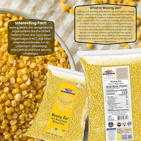 Rani Moong Dal (Split Mung Beans Without Skin) Lentils Indian 64oz (4lbs) 1.81kg Bulk ~ All Natural | Gluten Friendly | Non-GMO | Kosher | Vegan | Indian Origin - Image 5