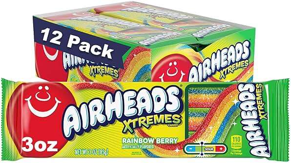 Airheads Xtremes Belts Candy, Chewy Candy Package, Rainbow Berry Fruit Flavor Artificially Flavored, 3 Ounces (12-Pack) - Image 1