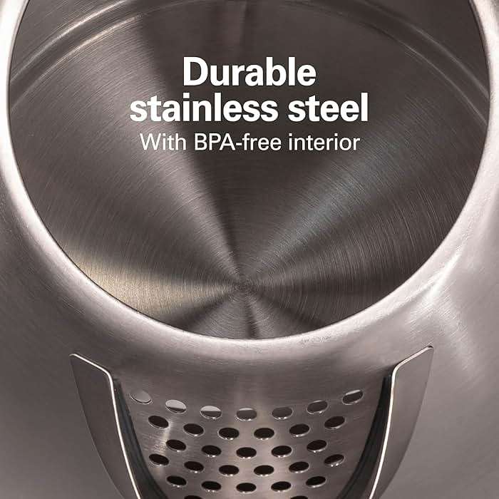 Hamilton Beach Electric Tea Kettle, Water Boiler & Heater, 1.7 Liter, Cordless Serving, 1500 Watts for Fast Boiling, Auto-Shutoff and Boil-Dry Protection, Stainless Steel (40880) - Image 6