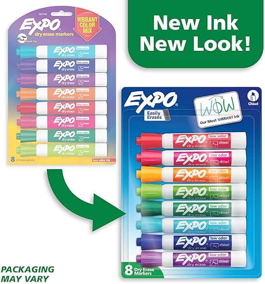 EXPO Dry Erase Markers, Low Odor Ink, Assorted Colors, Chisel Tip, 8 Count - Whiteboard, Calendar, Organization, Essential Supplies for Office, School, Classroom, Teachers - Image 3