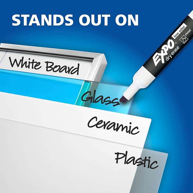 EXPO Dry Erase Markers, Low Odor Ink, Assorted Colors, Chisel Tip, 8 Count - Whiteboard, Calendar, Organization, Essential Supplies for Office, School, Classroom, Teachers - Image 6