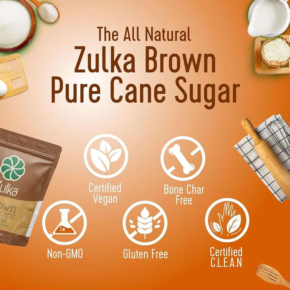 Zulka Brown Pure Cane Sugar, 1 Lb - All-Natural, Non-GMO, Certified Vegan, Bone-Char Free & Kosher Pareve - Image 5