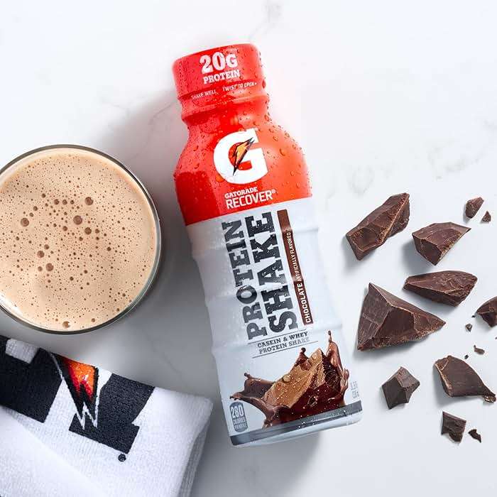 Gatorade Recover Protein Shake, Chocolate, 20g Protein, 11.6 fl oz Plastic Bottle, Pack of 12 - Image 3