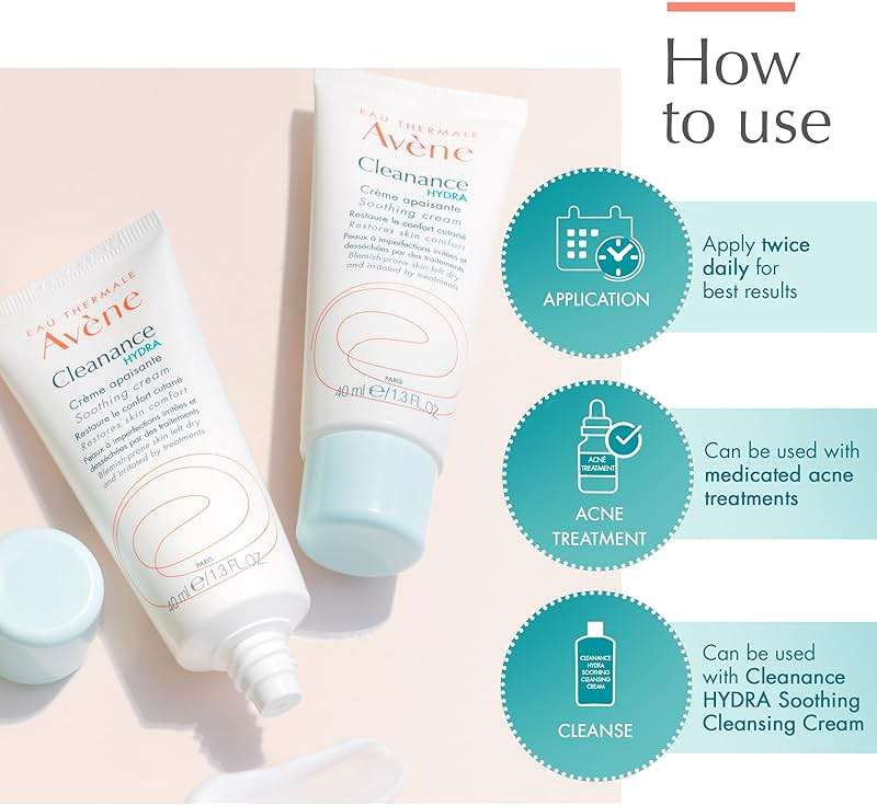 Avène Cleanance HYDRA Soothing Cream, Rich Moisturizer, Adjunctive Care for Drying Acne Treatments, 1.3 Oz - Image 5