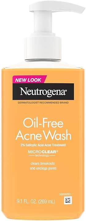 Neutrogena Oil-Free Acne Face Wash - Facial Cleanser with Salicylic Acid, Daily Cleanser for Oily & Acne-Prone Skin, Clears & Helps Prevent Breakouts, Clear Formula, 9.1 fl. oz. Bottle - Image 1