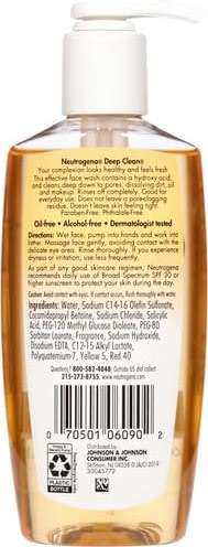 Neutrogena Deep Clean Daily Facial Cleanser with Beta Hydroxy Acid for Normal to Oily Skin, Alcohol-Free, Oil-Free & Non-Comedogenic, 6.7 fl. oz - Image 3