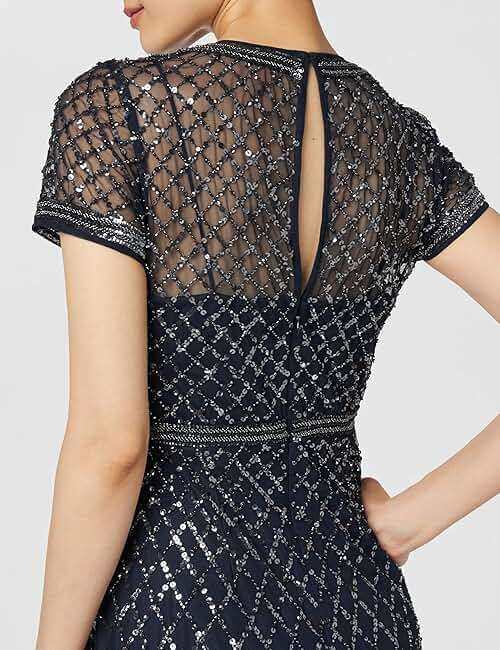 Adrianna Papell Womens Short-Sleeve Grid Beaded Gown - Image 5