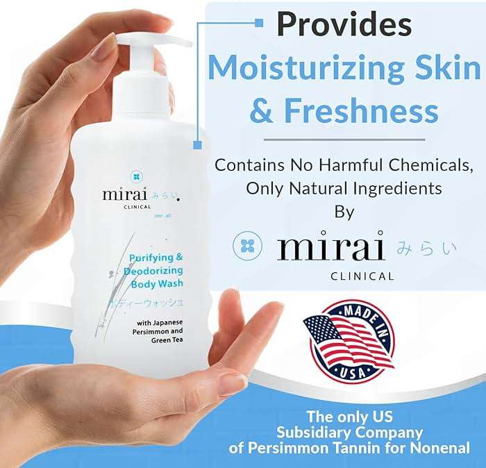 Mirai Clinical Body Wash for Strong Body Odor - Renewing Body Purifying & Deodorizing with Natural Persimmon & Green Tea Extracts - Nonenal® Eliminator for Women & Men - 9.29 Fl oz - Image 6