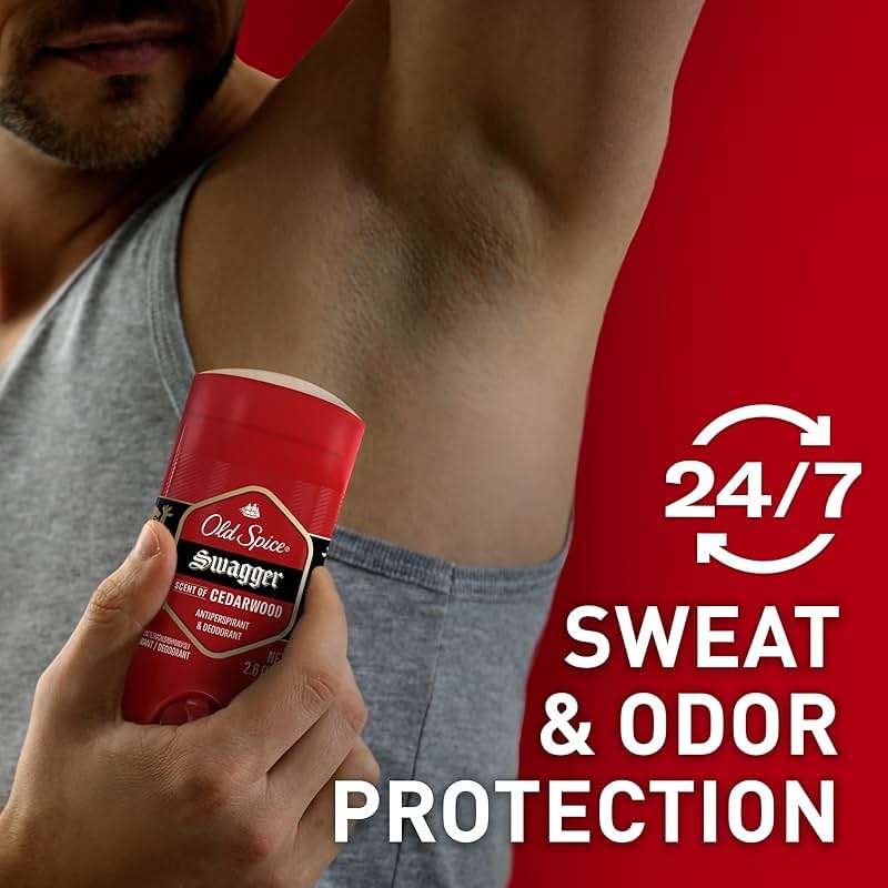 Old Spice Antiperspirant Deodorant for Men, 24/7 Sweat & Odor Protection, 24/7 Lasting Freshness, Invisible Solid, Swagger with Cedarwood Scent, 3.4 oz - Image 4