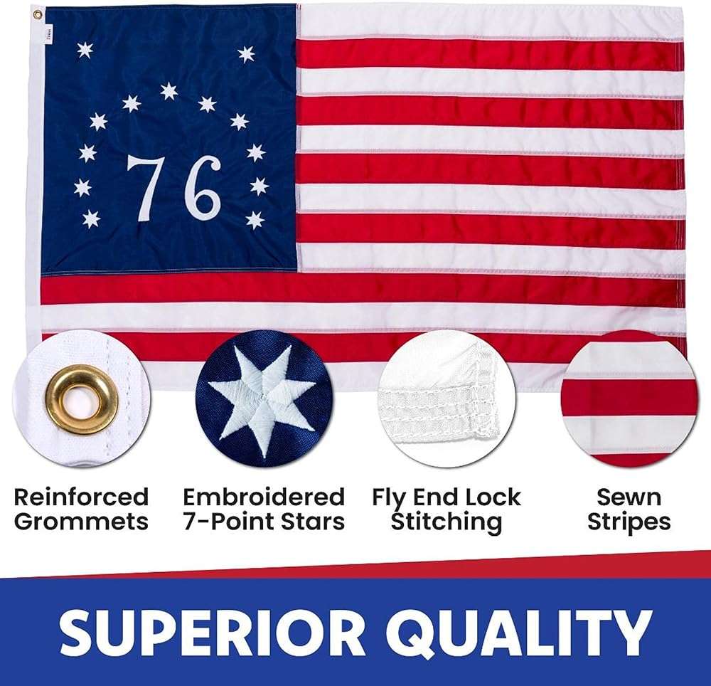 Bennington 3x5 Flag Made in USA - All Weather SolarMax Nylon 1776 American Flag with Sewn Stripes & Embroidered Stars - FMAA Certified, US Made - Image 3