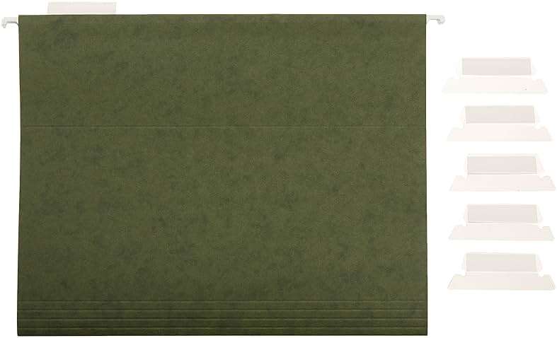 Amazon Basics Hanging File Folders with Adjustable Tabs, Sturdy Expandable Document Organizer, Letter Size 8.5x11 inch, Green, 25-Pack - Image 7