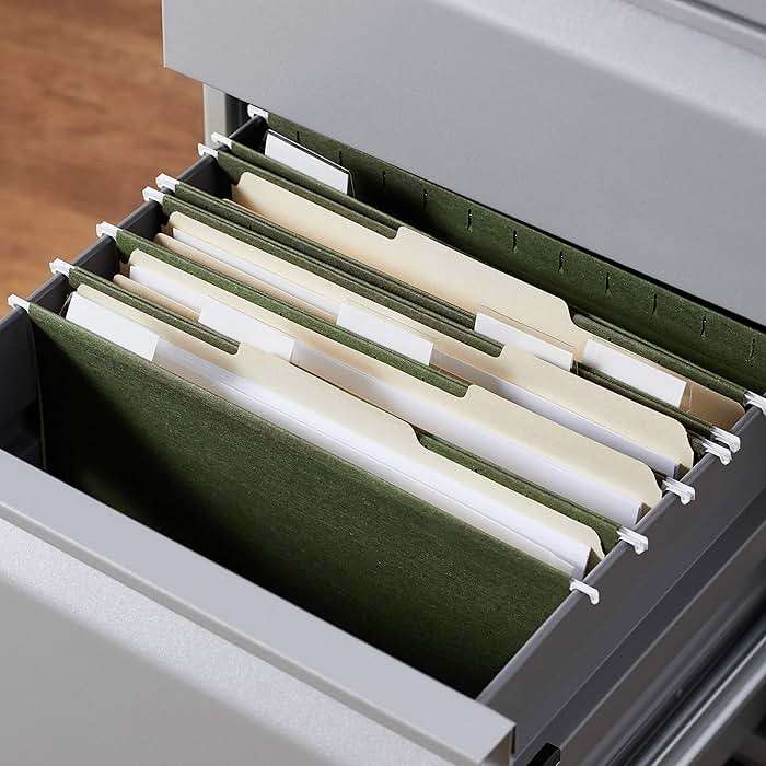 Amazon Basics Hanging File Folders with Adjustable Tabs, Sturdy Expandable Document Organizer, Letter Size 8.5x11 inch, Green, 25-Pack - Image 8