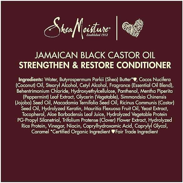 SheaMoisture Strengthen and Restore Rinse Out Hair Conditioner to Intensely Smooth and Nourish Hair 100% Pure Jamaican Black Castor Oil with Shea Butter, Peppermint and Apple Cider Vinegar 13 oz - Image 12