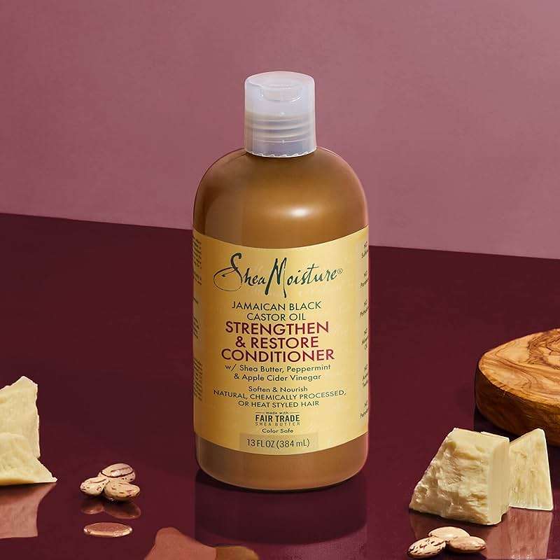 SheaMoisture Strengthen and Restore Rinse Out Hair Conditioner to Intensely Smooth and Nourish Hair 100% Pure Jamaican Black Castor Oil with Shea Butter, Peppermint and Apple Cider Vinegar 13 oz - Image 9