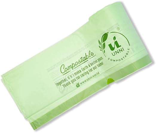 UNNI Compostable Drawstring Bags, 13 Gallon, 49.2 Liter, 30 Count, Heavy Duty 1 Mil, Tall Kitchen Food Scrap Waste Bags, ASTM D6400, US BPI, CMA & Europe OK compost Certified, San Francisco - Image 5