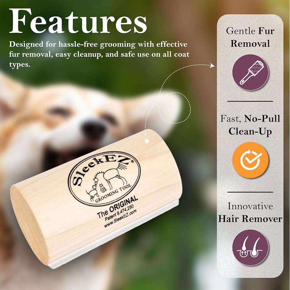 SleekEZ Dog Brush for Shedding | Patented Deshedding Dog Brush | Pet Hair Remover for Short, Medium & Long Coats | Made in USA | 5 Inch - Image 6