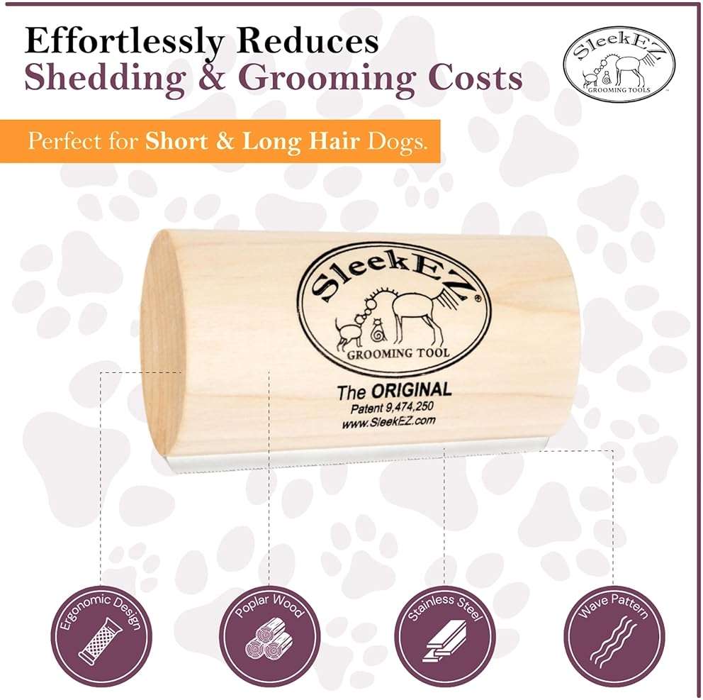 SleekEZ Dog Brush for Shedding | Patented Deshedding Dog Brush | Pet Hair Remover for Short, Medium & Long Coats | Made in USA | 5 Inch - Image 7