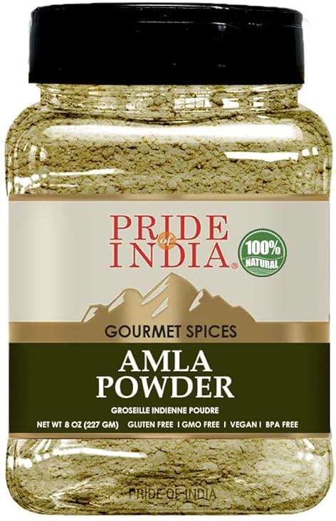 Pride of India – Amla Powder – Gourmet Spice – Tangy & Savory – Pure Indian Gooseberry Ground – Antioxidant Rich – GMO/Gluten Free – Easy to Use – 7 oz. Medium Dual Sifter Jar - Image 1