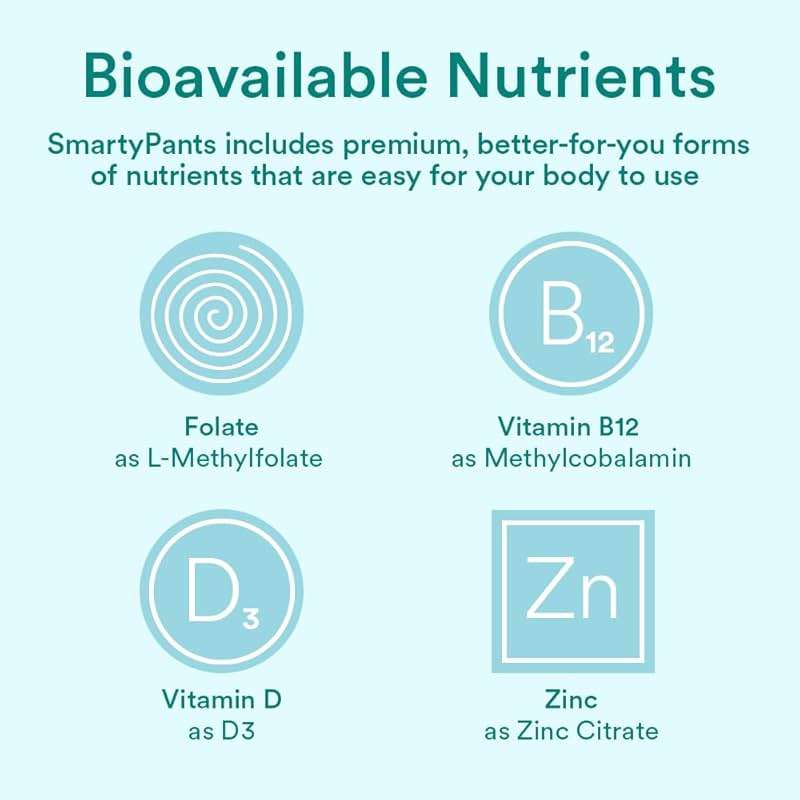 SmartyPants Prenatal Vitamins for Women, Multivitamin Gummies: Omega 3 Fish Oil (EPA/DHA), Biotin, Methylfolate, Vitamin D3, C, Vitamin B12, B6, A, K & Zinc, Inositol, 120 Count (30 Day Supply) - Image 10