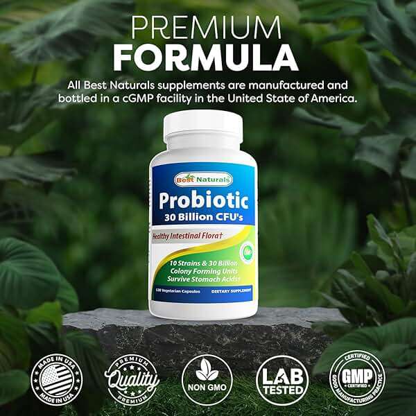 Best Naturals Probiotic 10 Strains & 30 Billion CFU Intestinal Flora, 120 Veggie Capsules - Shelf Stable probiotic (4146365) - Image 5