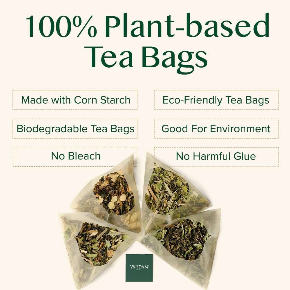 VAHDAM, Chamomile Mint Citrus Green Tea Bags (30 Count) Low Caffeine, Non GMO, Gluten Free | Sweet & Floral | Resealable Ziplock Pouch | Individually Wrapped Chamomile Tea Bags - Image 5