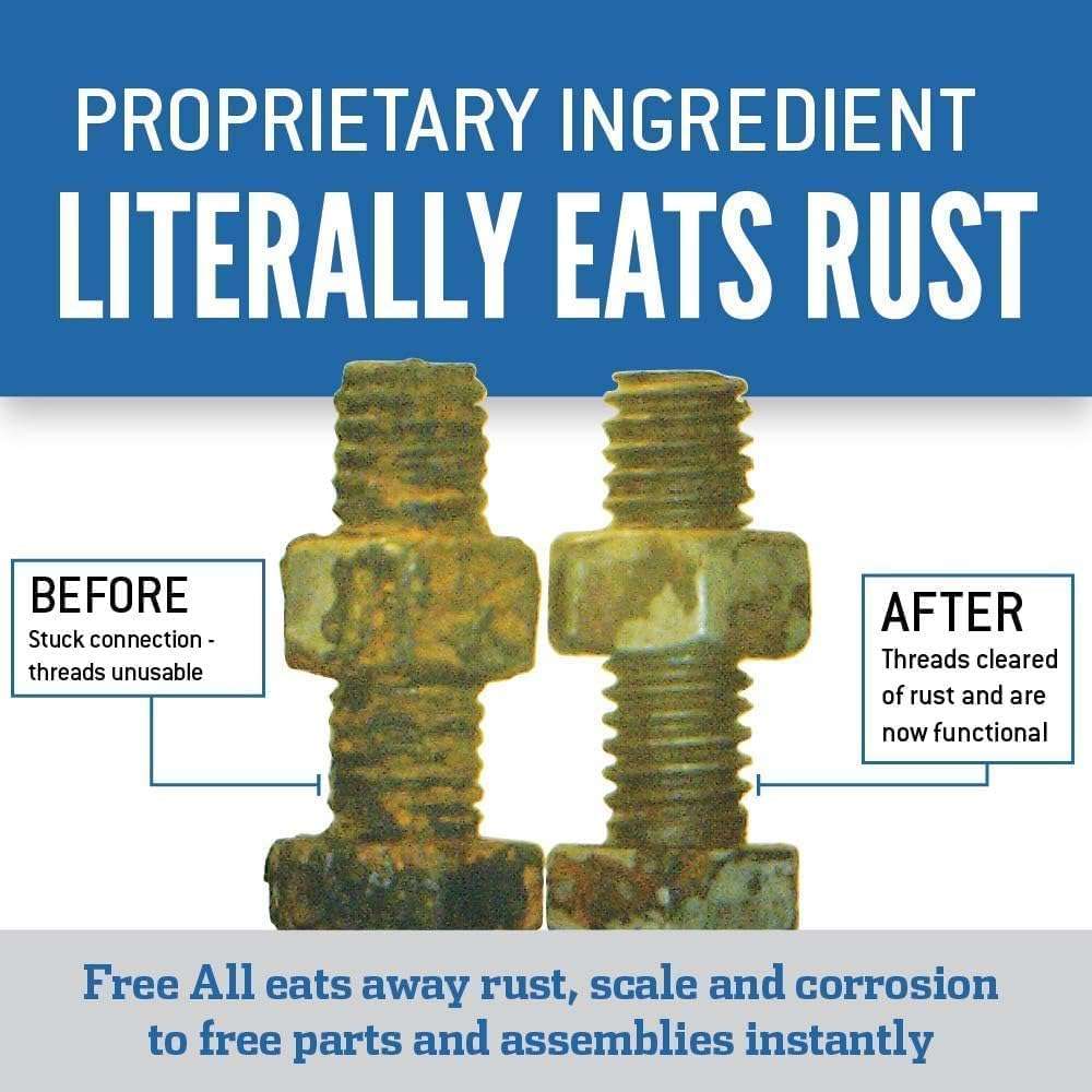 Free All Deep Penetrating Oil Rust Remover, Loosen Rusty Nuts & Bolts, Screws, Clamps, Pipes, 11 oz. Aerosol, 12 Pack - Image 5