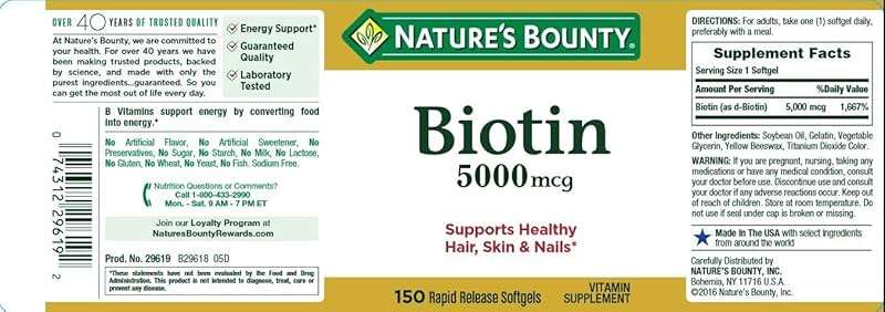 Set of 2 Nature's Bounty® Biotin 5000 mcg, 150 Softgels - Image 2