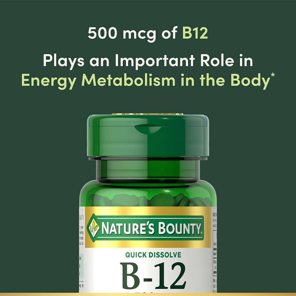 Nature's Bounty B-12 Quick Dissolve Tablets 500 Mcg, 300 Tablets (3 X 100 Count Bottles) - Image 2