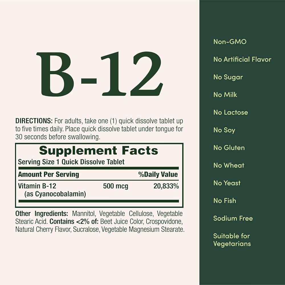 Nature's Bounty B-12 Quick Dissolve Tablets 500 Mcg, 300 Tablets (3 X 100 Count Bottles) - Image 4