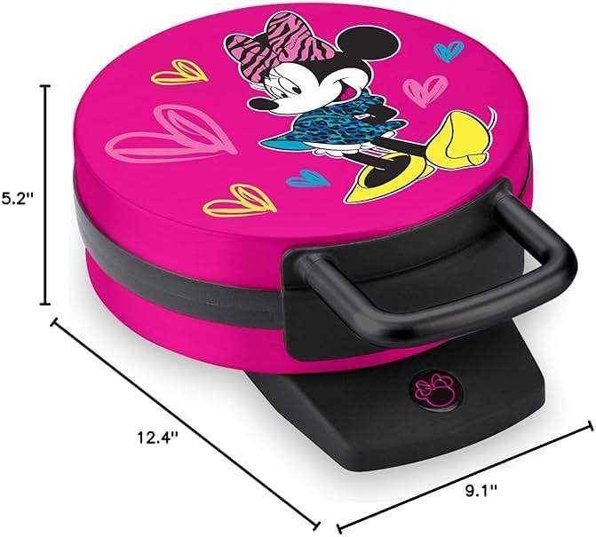 Disney Minnie Mouse Waffle Maker by Select Brands - Nonstick Waffle Iron for Fun Minnie-Shaped Waffles - Disney Kitchen Gift - 800 Watts - Image 2