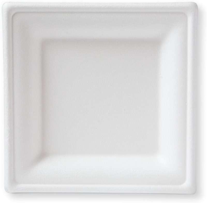 Susty Party 6-Inch Compostable Square Plates (50-Count), Sugarcane Heavy Duty Disposable Biodegradable Plate for Dessert, White - Image 1