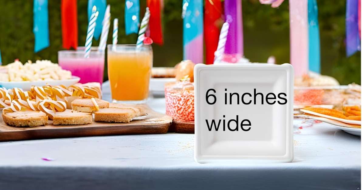 Susty Party 6-Inch Compostable Square Plates (50-Count), Sugarcane Heavy Duty Disposable Biodegradable Plate for Dessert, White - Image 5