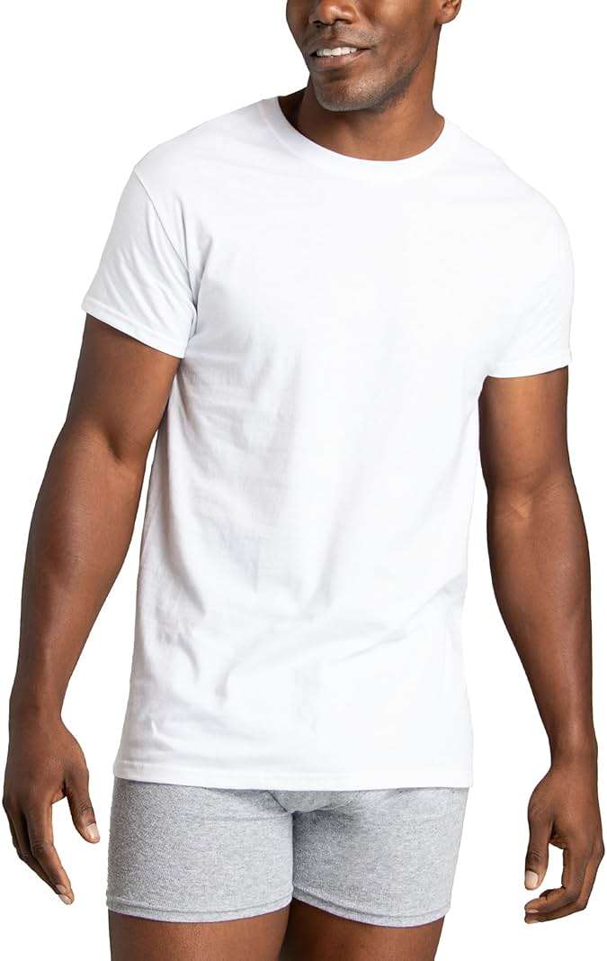 Fruit of the Loom Men's Crew Tee Undershirts, Moisture Wicking & Tag Free, Also Available in Big & Tall - Image 2