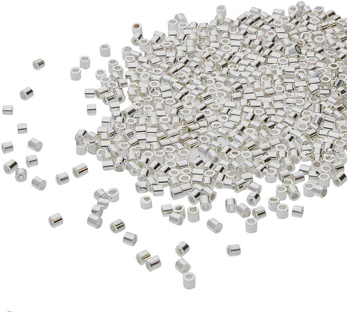 The Beadsmith Tube Crimp Beads, 1.5 x 1.5mm, 800 Pieces, Silver Color, Uniform Cylindrical Shape, No Sharp Edges, Designed to Secure the Ends of Jewelry Stringing Wires and Cables - Image 1
